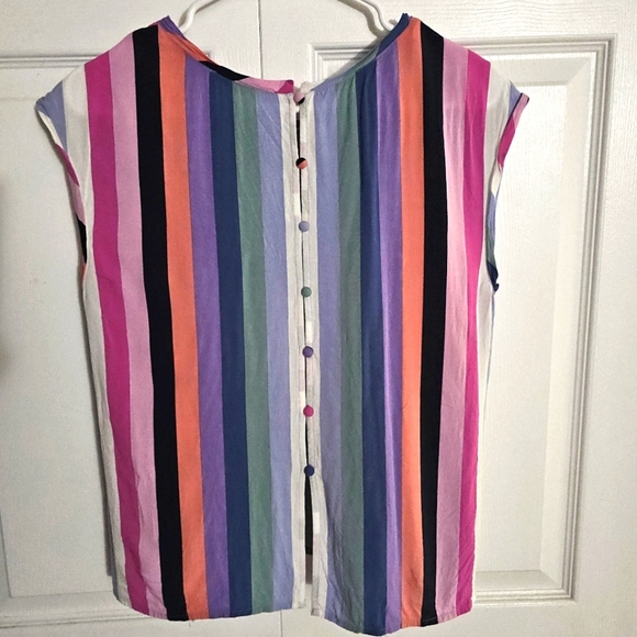 Abercrombie & Fitch Striped Button Back Blouse Small Summer Casual Lightweight - Picture 4 of 5